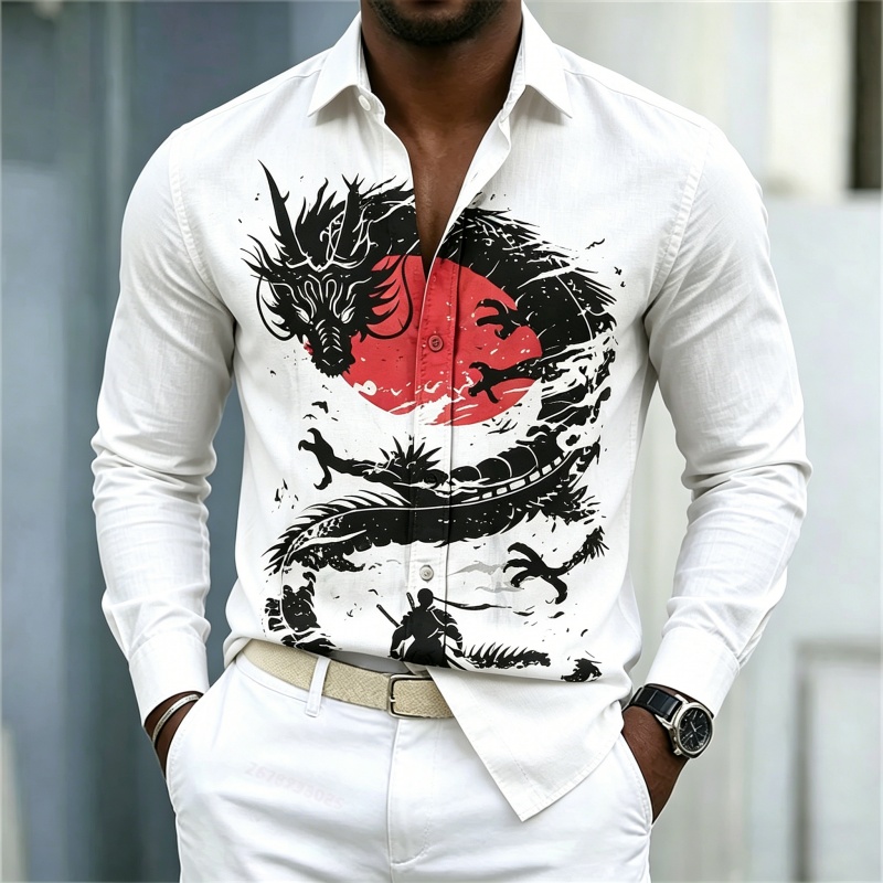 Street Fashion Styles - 2026 New Men's Shirt White Black