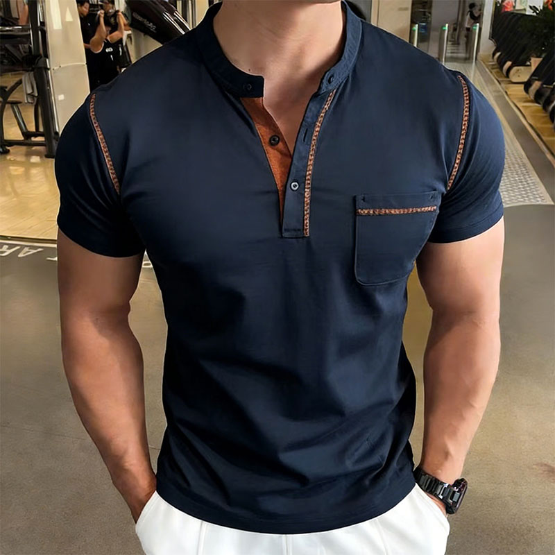 Street Fashion In China - New Summer Men's Henry Collar Short