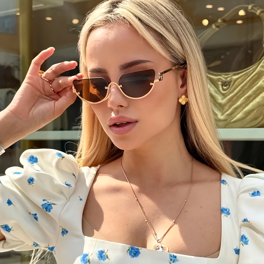 Retro Half-Rim Cat Eye Glasses - Street Fashion Week review and price