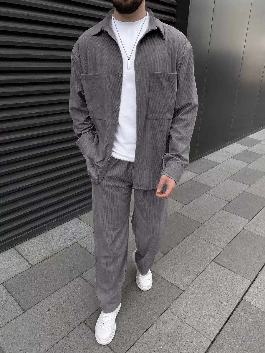 Men's corduroy two-piece outfi - Street Fashion In China review and price