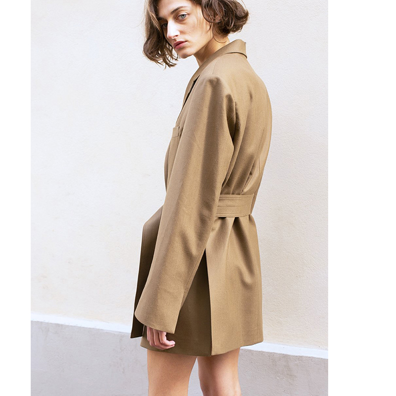 Chic Khaki Midi Suit Dress Fas - Street Fashion Week review and price