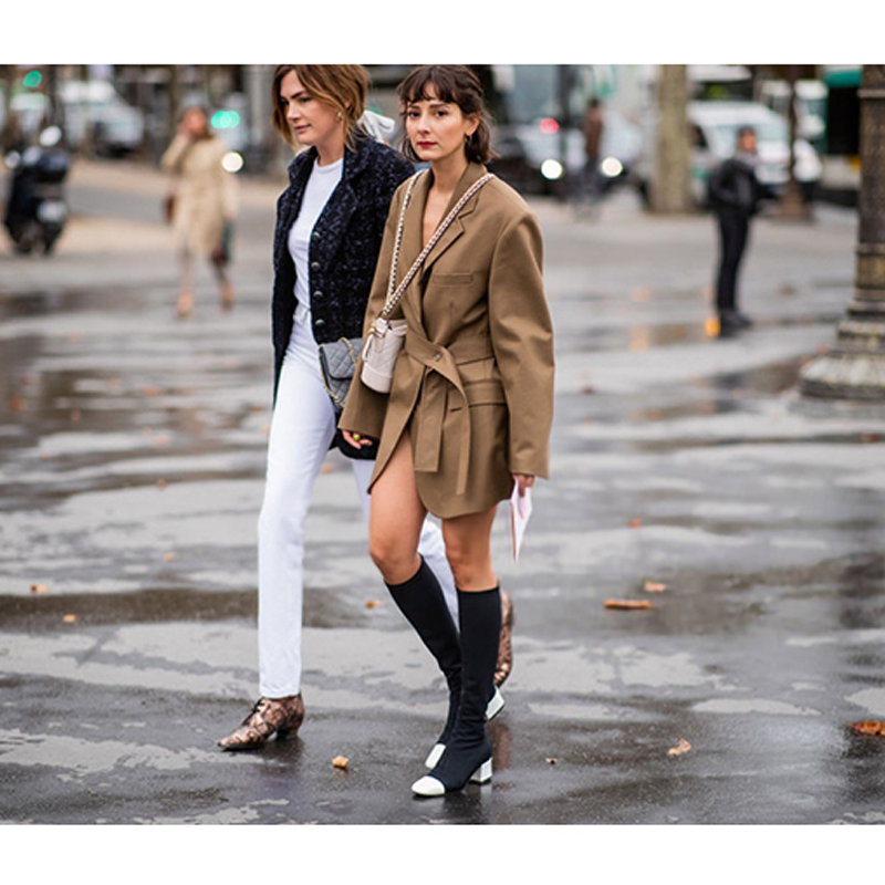 Chic Khaki Midi Suit Dress Fas - Street Fashion Week review and price