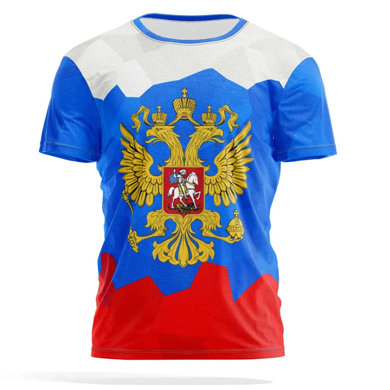 Russian Emblem Print T-shirt M - Street Fashion Russia review and price